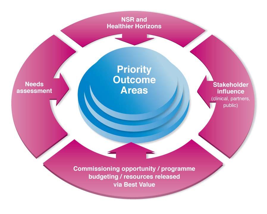 Figure 1.3 Development of priority outcome areas demand for urgent care, gastrointestinal and mental health services.