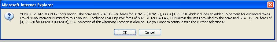 If the alternate GSA City-Pair fares is Less than or Equal to the Designated GSA City-Pair fares, then the traveler is allowed to continue.