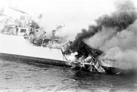 destroyer HMS Sheffield to fire following an Exocet missile strike from the Argentine 2nd Naval Air