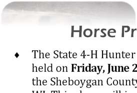Horse Project News The State 4 H Hunter & Dressage Show will be held on Friday, June 22nd Sunday, June 24th at the Sheboygan County Fairgrounds in Plymouth, WI.