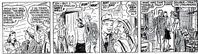 Komiksas lietuviška tematika JAV komiksų žurnale Dixie Dugan, apie 1949. 20. Striebel John. Komiksas lietuviška tematika JAV komiksų žurnale Dixie Dugan, apie 1949. 22.