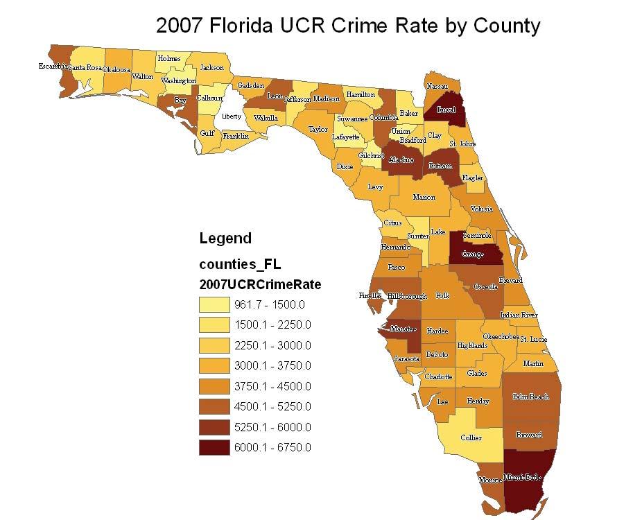 In 2007, of the 67 counties Statewide, only 11 have crime rates lower than Collier County.