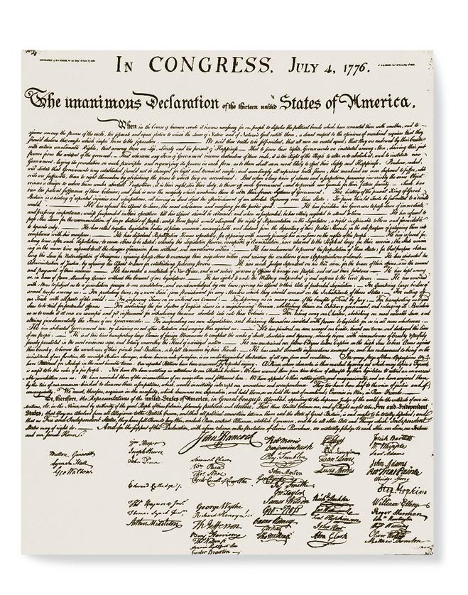 PRESENTING THE DECLARATION TO CONGRESS On July 1, 1776, the five members of the Declaration of Independence drafting committee formally presented their finished document to