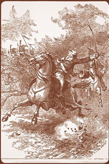 DEATH OF PULASKI Polish volunteer, General Casmir Pulaski, was killed leading a charge at the 1779 Siege of Savannah, a defeat for an army of Americans and French.