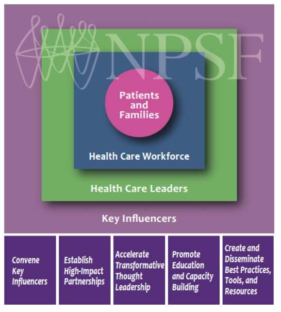 National Patient Safety Foundation MISSION Partner with patients, families, and the health care community to champion patient and workforce safety and deliver meaningful strategies to prevent harm