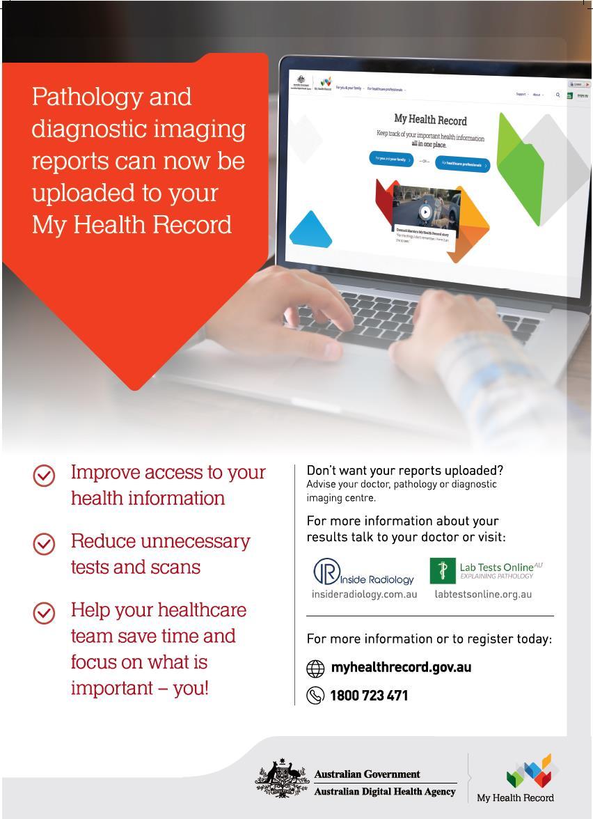 Consumer waiting room resources Pathology and diagnostic imaging collateral, including an A2 poster and DL brochure,