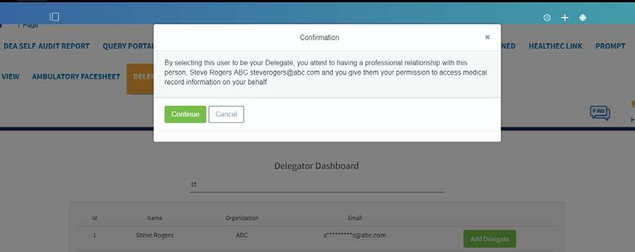 Adding a New Delegate To search for the desired Delegate, begin typing the Delegate name into the Search for delegates bar.