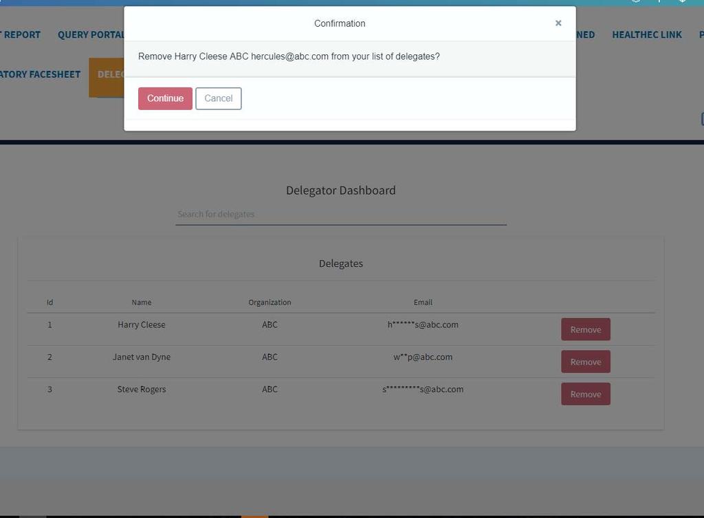 Removing a Delegate The Delegator can remove someone as an authorized Delegate using the Delegator Dashboard.