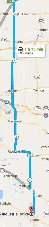B-5. Convoy Strip Map from I-64 E 1. Take Exit 23 for IL-4 toward Mascoutah/Lebanon 2. Turn onto IL-4 S 3. Continue straight onto IL-4S/S Madison St. 4. Turn Left onto IL-4 S/Main Ave 5.
