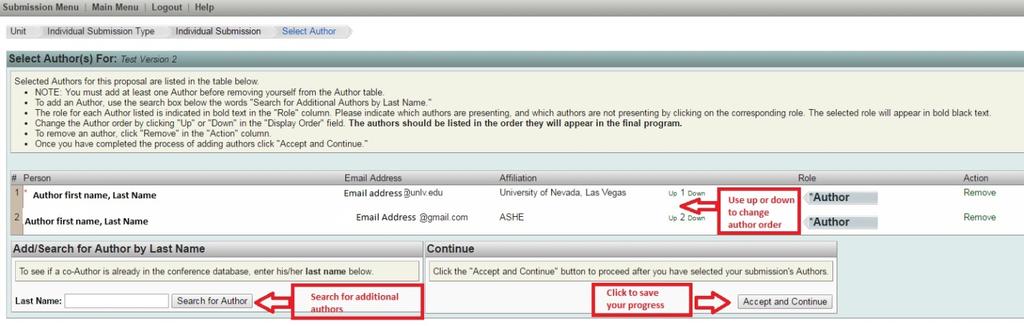 STEP 6: Add other authors as needed. Search for authors by last name.