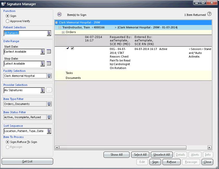 Signature Manager If you have orders or documents that need to be signed, Signature Manager displays when you log in.