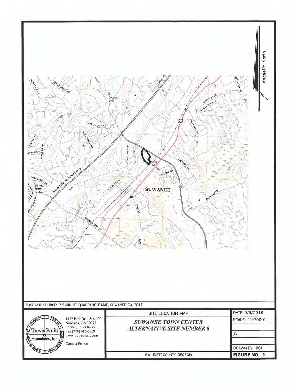 BASE MAP SOURCE: 7.5 MNUTE QUADRANGLE MAP, SUWANEE, GA, 2017 4317 Park Dr. Ste.