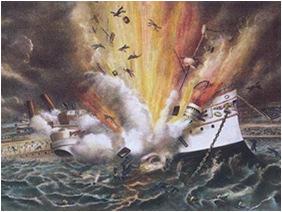 The U.S.S. Maine Explosion and War The USS Maine US battleship sent to Cuba to protect and evacuate Americans if rebellion intensified.