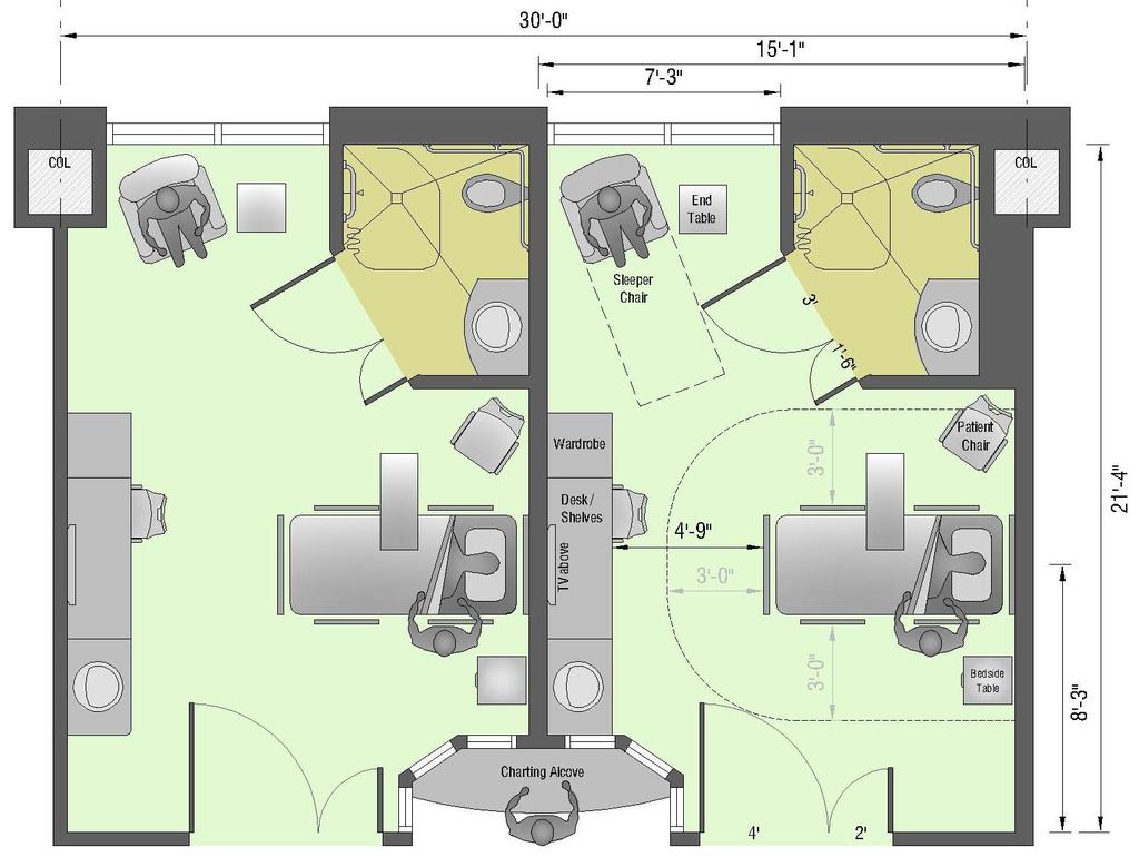 Same Side Patient Room Study Type E: Outboard Same Hand: Non ADA (Toilet Shower Room) DATA Group Set Set 4 Room Description Patient Room Type E Room Area: 248 Toilet Area: 36 Block Area 330 Toilet