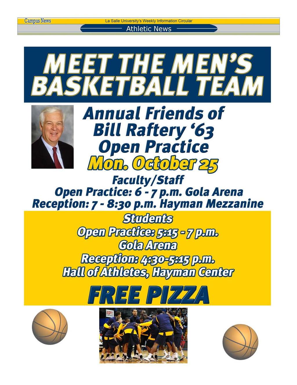 Cam US News La Salle University's Weekly Information Circular Athletic News Page 17 Annual Friends of Bill Raftery '63 Open Practice li!
