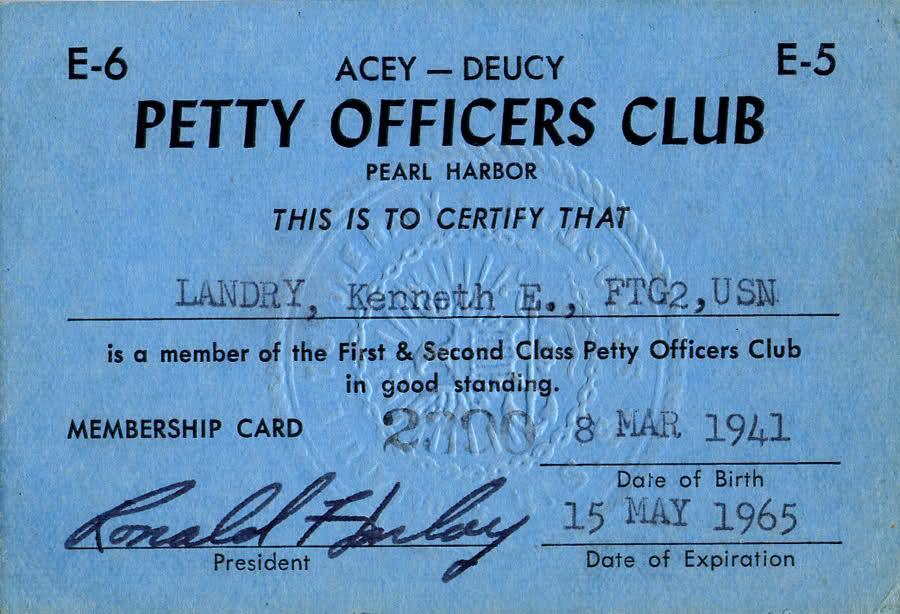 A club for first and second class petty officers Many large bases have not only an enlisted men's (EM) club, and an officers' club, but clubs for