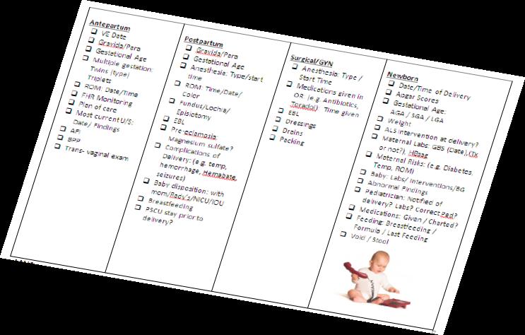 laminated report checklist with