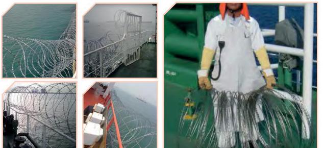 If this is not possible, place a single high-quality roll outboard of the ship s structure. Secure razor wire to the ship properly, to prevent attackers pulling the wire off.