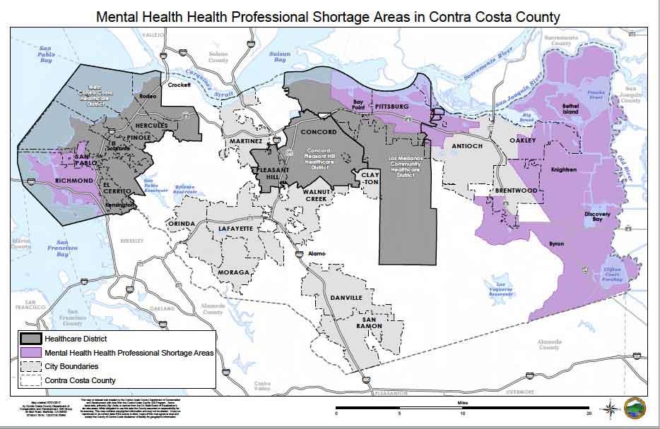 Figure B-4 Mental Health Professional Shortage Areas in Contra Costa County