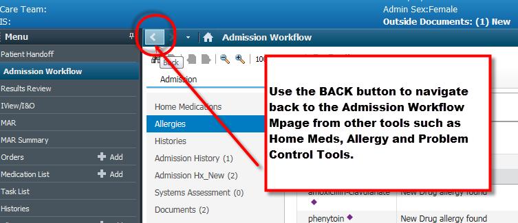 Admission Workflow mpage Tips Refresh is