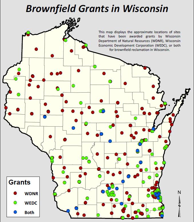 65 of Wisconsin s 72 counties received stateassisted funding 51 counties received more than one grant Brownfield Sites Assisted Economic
