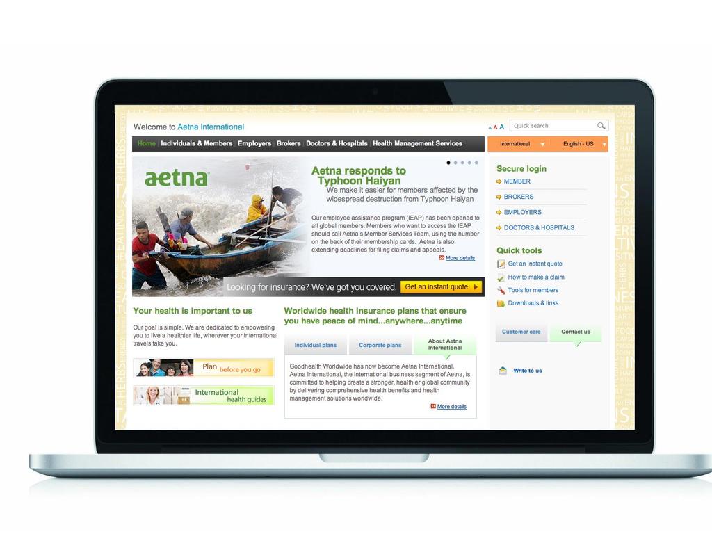 Aetna International member website www.aetnainternational.