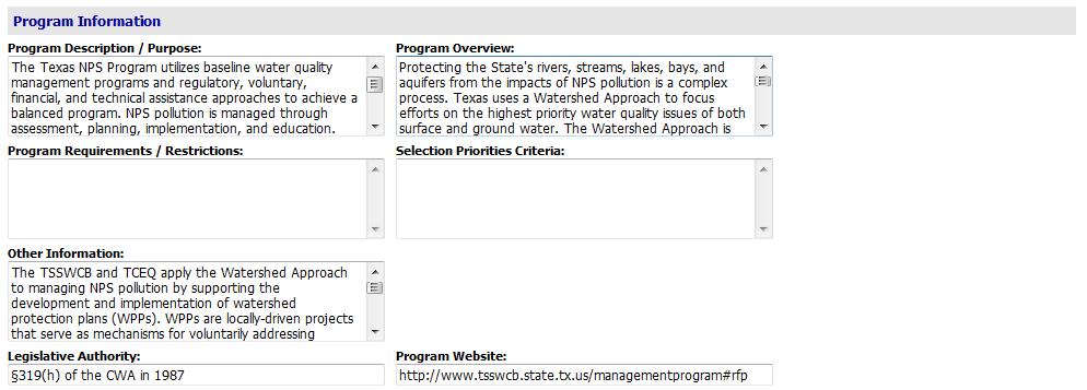 Add a Program - Program Information Fill out the Program Information section. Begin by stating the overall purpose of the program.