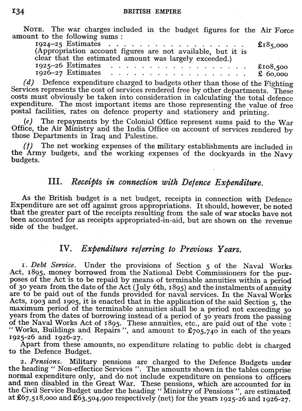 134 BRITISH EMPIRE NOTE. The war charges included in the budget figures for the Air Force amount to the following sums : 1924-25 Estimates.