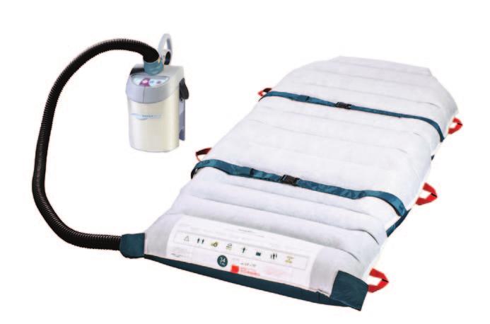 A cushion of air beneath the inflated HoverMatt SPU reduces the force required to move a patient by 80-90%, enabling caregivers to safely transfer patients without lifting or straining.