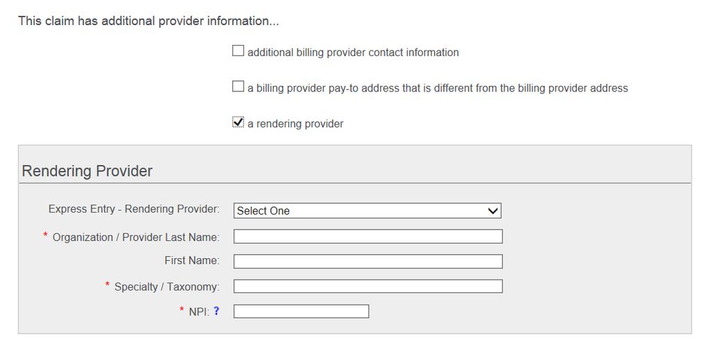 Availity Rendering Provider Information