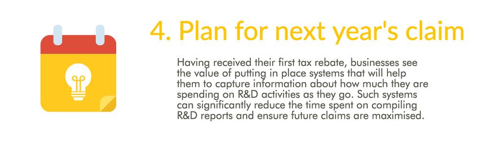 Prepare a R&D report Once prepared with the help of your tax adviser, the R&D tax report should be attached to your Corporation Tax return and submitted to HMRC at the same time.