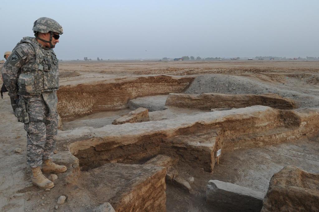 U.S. Army Col. Bill Halicks, from Paduchah, Ky., Public Affairs Military Adviser, visits an Archeological dig sight in the Babel province of Iraq, August 5, 2010.