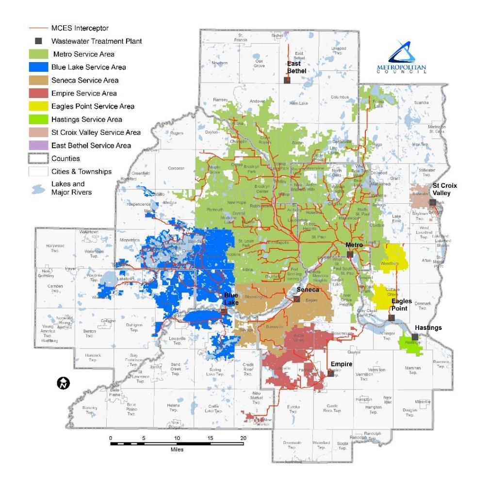 Environmental Services Division Overview Guided by the Metropolitan Council s long-range plan, Thrive MSP 2040, and the MCES 2040 Water Resources Policy Plan, MCES: Operates and maintains