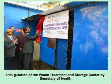 There are separate areas or rooms for: Storage of infectious waste New vacuum autoclave Storage of general and recyclable wastes Storage of consumables Staff washroom The