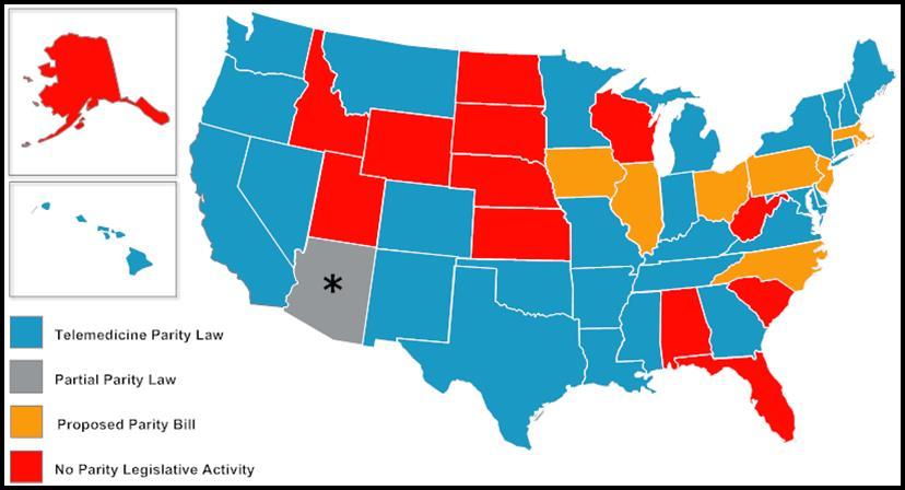 States with Parity Laws for Private Insurance Coverage of