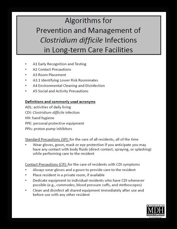 Optional Tools and Resources (cont.) Algorithms for Prevention and Management of CDIs in LTCFs.