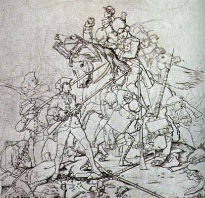Buford refused an initial demand to surrender, but when his men were attacked by Tarleton s cavalry, many threw down their arms to surrender.