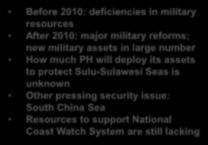 2010: major military reforms; new military assets in
