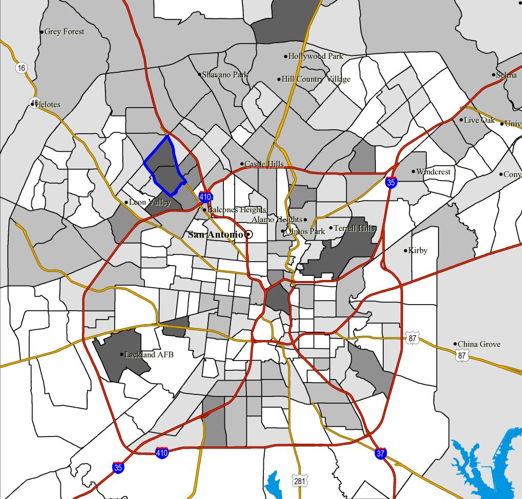 The map below identifies health and medical services employee density by census tracts inside of San Antonio.