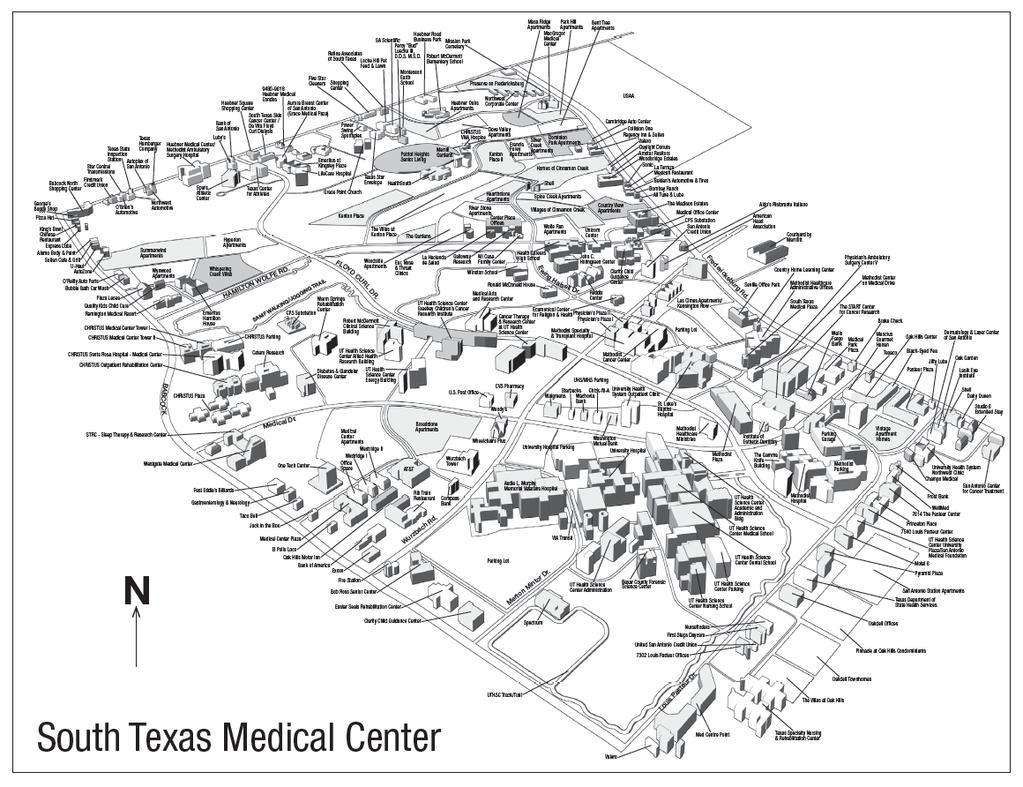 Appendix H Map of the South Texas Medical Center located in the Northwest area of San Antonio over approximately 900+ acres with a
