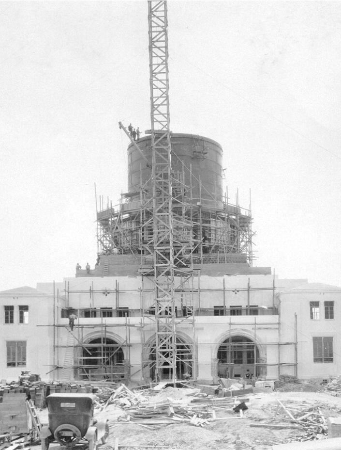 17. Taj Mahal under construction. Rather than a standard water tower, the architect of Randolph Field, 1Lt Harold L.