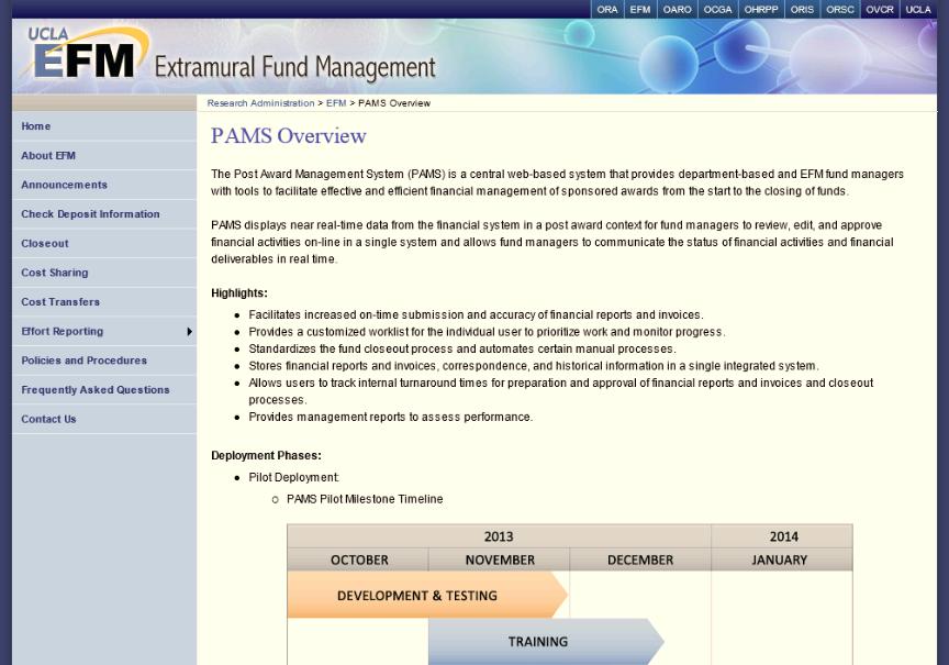 PAMS Information Website