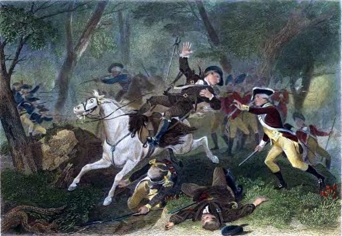 Kings Mountain Engraving depicting the death of British Major Patrick Ferguson at the Battle of Kings