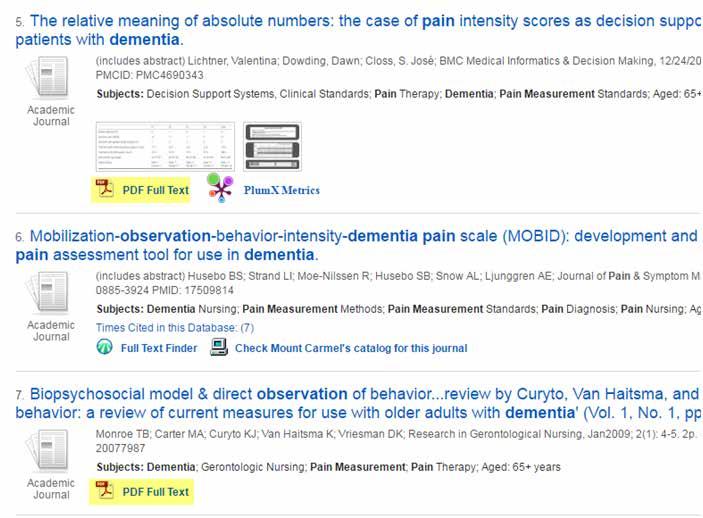 EBSCO s Full-Text Finder Many articles are immediately available in PDF full-text through the MCHSL online journal collection.
