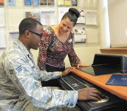 NOVEMBER 13, 2015 WINGSPREAD PAGE 7 DoD to hold Virtual Education Fair Thursday Photo by Joel Martinez Senior Airman Princeton Blanchard (left), Air Force Personnel Center, receives guidance from