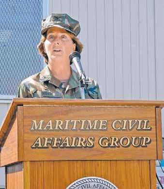 Claudia Risner, former Commander, MCAG, assumed command of MCAST and remarked on the history and creation of Maritime Civil Affairs.