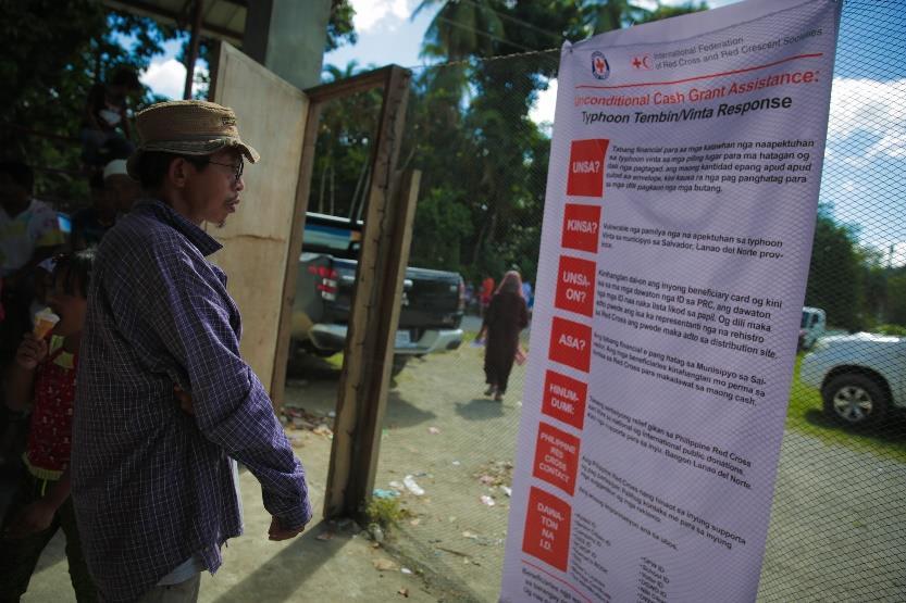 PRC posted tarpaulins in distribution sites and barangay centres to inform the target population of the type and amount/quantity of the
