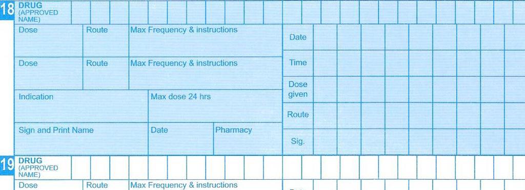 Appendix 3: Example Transcriptions When Required (PRN) Medicines Inpatient Medicines Administration Record: Medicine name in BLOCK CAPITALS Formulation(s) Dose per route Guidance on WHY to give a