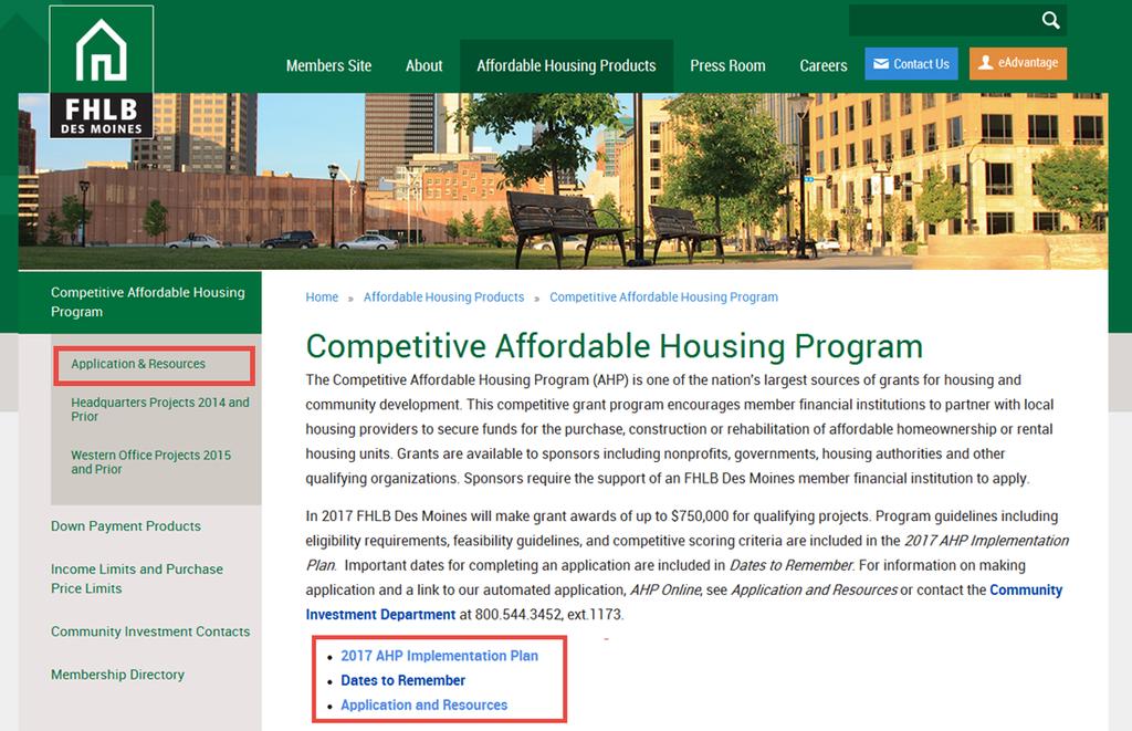 AHP Guidelines and Forms In Competitive Affordable Housing Program look for: 2017