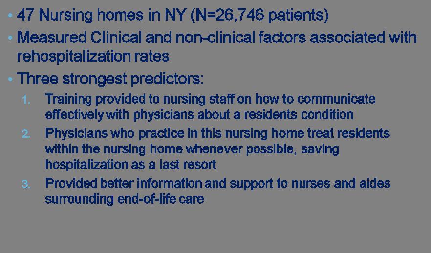 Factors Associated with Low Rehospitalizations 1
